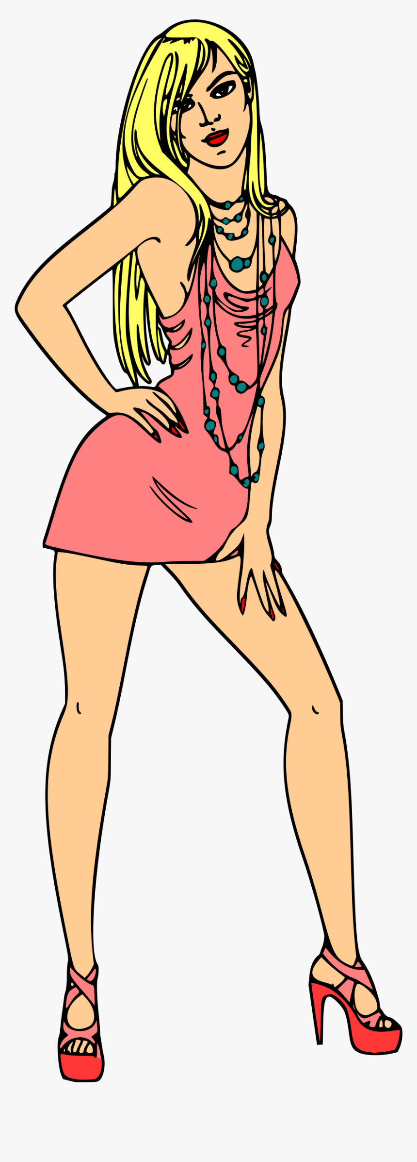 Woman In Short Pink Dress Clip Arts - Blond, HD Png Download