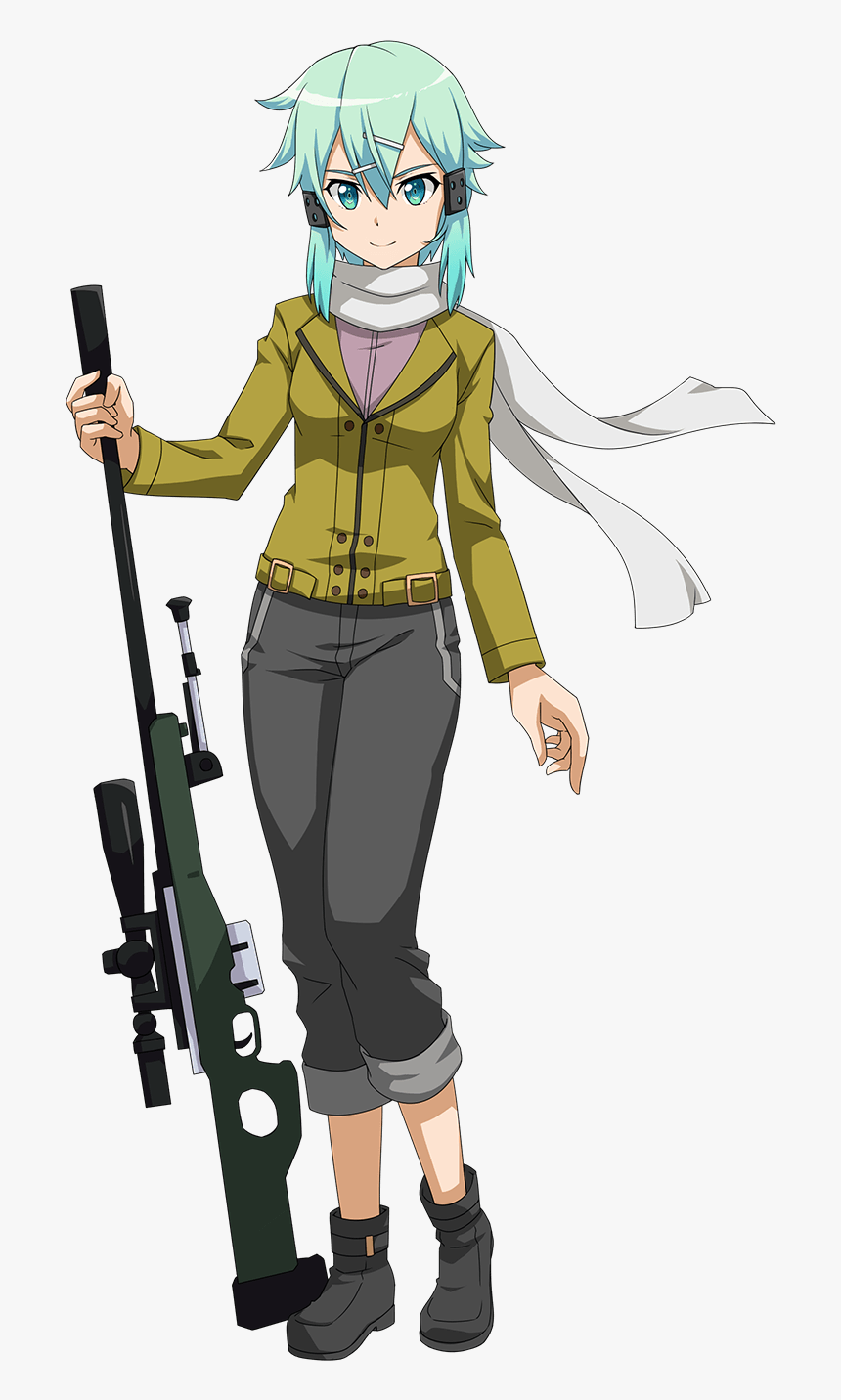 1girl Black Footwear Boots Full Body Hair Between Eyes - Sinon Ggo Fan Art, HD Png Download