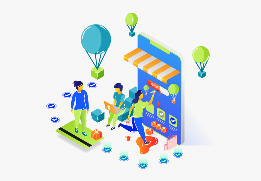 Longpaula Subscribtion Shopping Mobile Online Isometric - Hot Air Balloon, HD Png Download