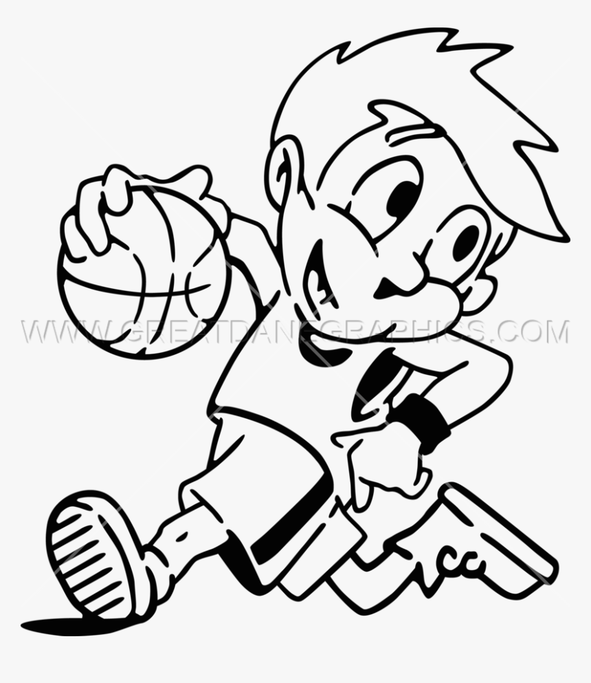Cartoon Basketball Player Black And White, HD Png Download
