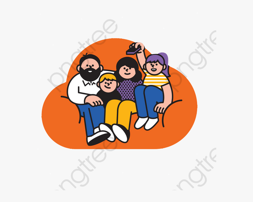 Watching Tv Clipart Family - Cartoon, HD Png Download