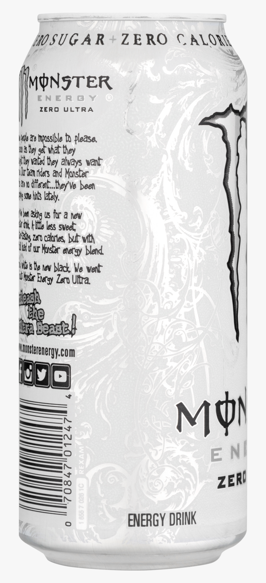 Zero Calorie Monster Back Of Can, HD Png Download , Transparent Png Image PNGitem