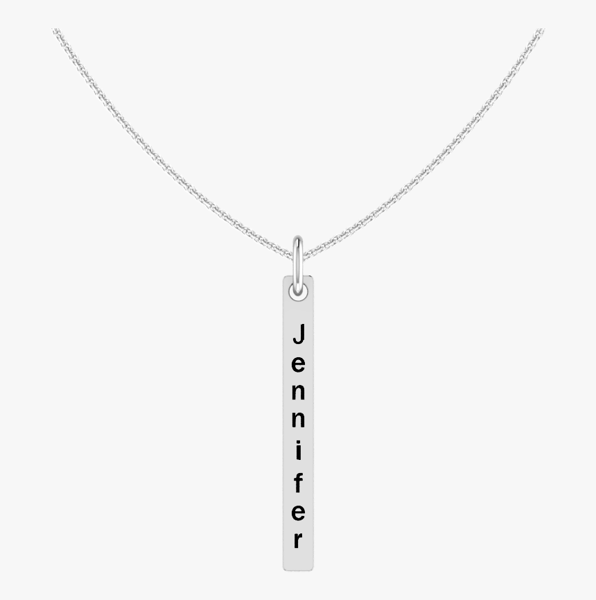 Solid Sterling Silver Engraved Flat Bar Necklace With - Pendant, HD Png Download