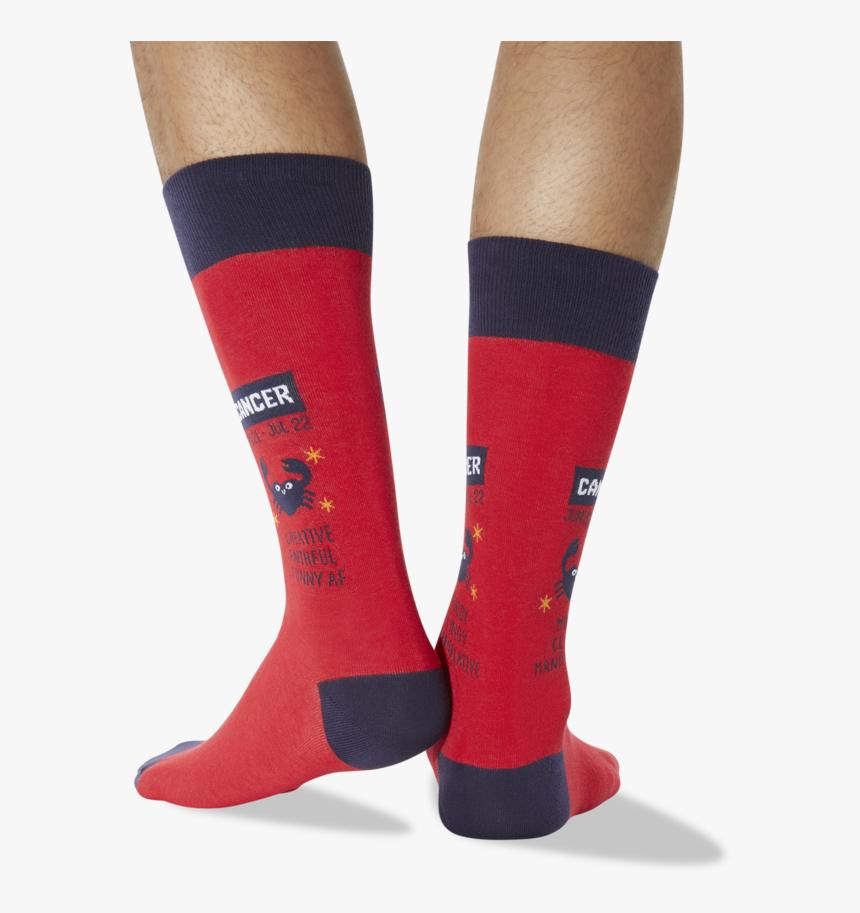 Men S Cancer Zodiac Socks Red Back Of Leg Class Slick Hockey Sock, HD