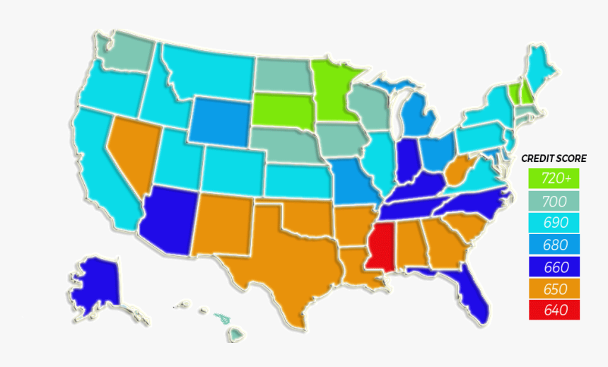 Credit Scores Across The States - State Governors By Party, HD Png Download