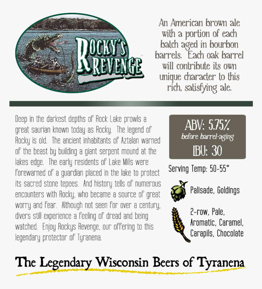 Rockysrevenge - Rocky's Revenge Bourbon Brown - Tyranena Brewing Company, HD Png Download