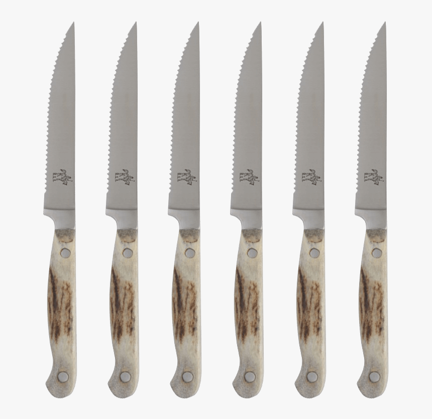Lodge Style Steak Knife 6-pack With Leather Pouch - Hunting Knife, HD Png Download