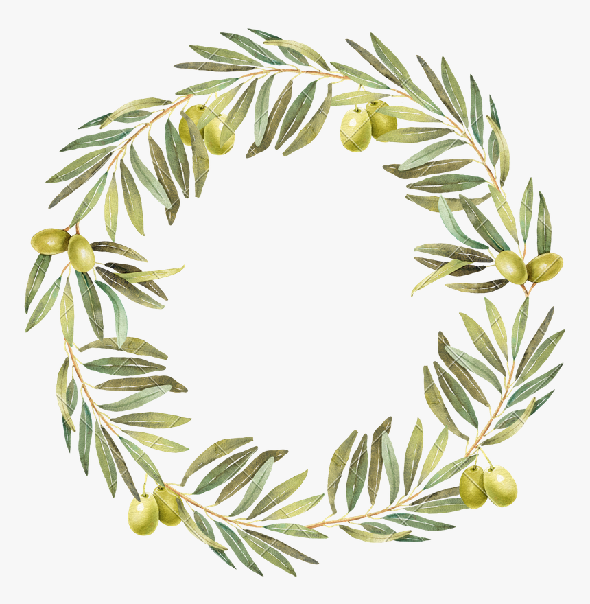 Graphic Free Download Wreath Watercolor Photos By Canva - Flower Olive Watercolor Png Free, Transparent Png