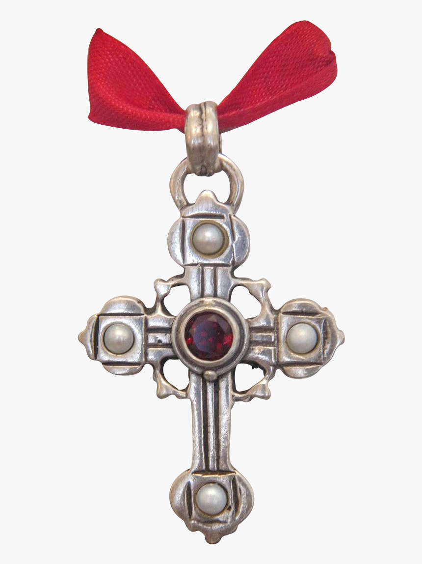 Transparent Silver Cross Png - Dijes En Cruz En Rubí De La Epoca Victorianal, Png Download
