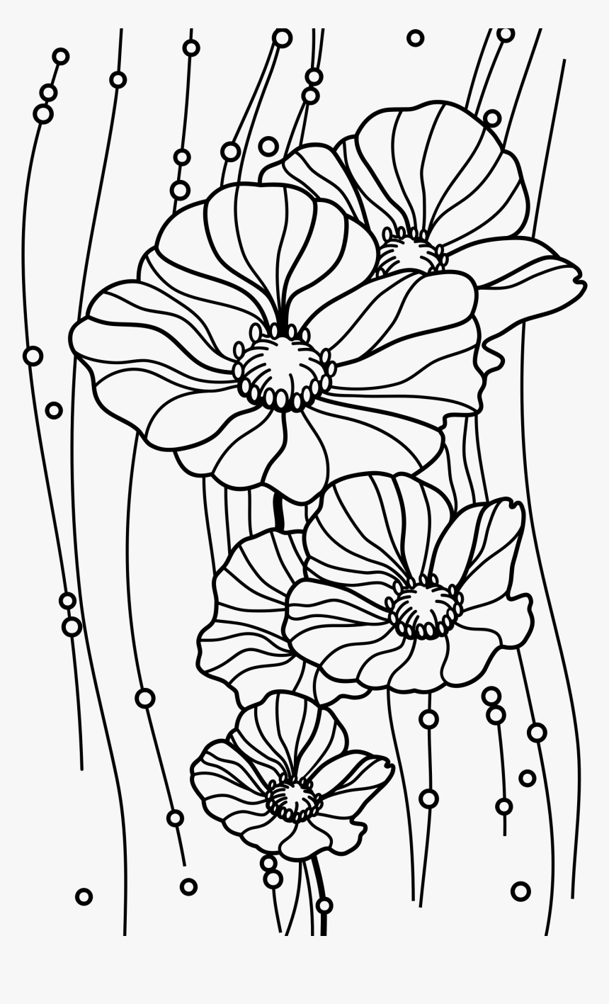 Vintage Flowers 4 Clip Arts - Vintage Flowers Black And White Clipart, HD Png Download