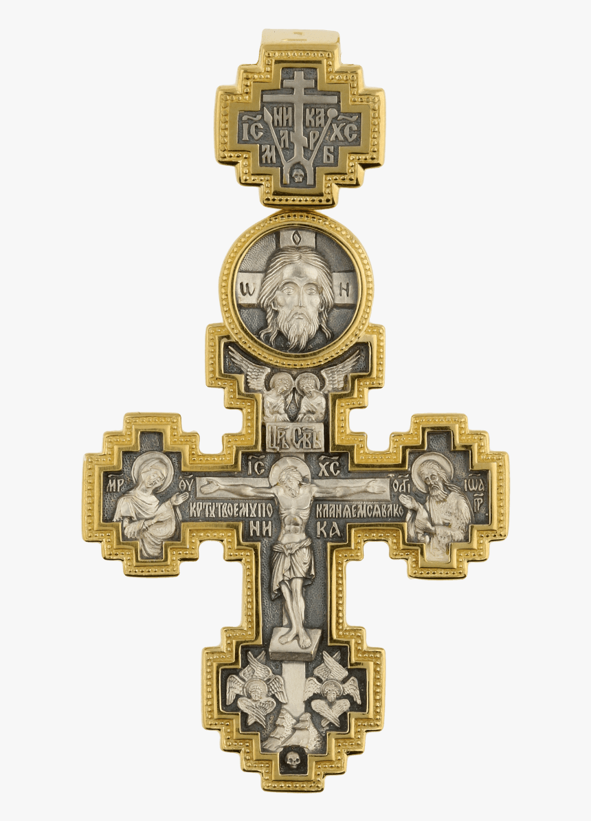 Russian Orthodox Silver Enamaled Cross Pendant Crucifix - Dagmarkors Guld, HD Png Download