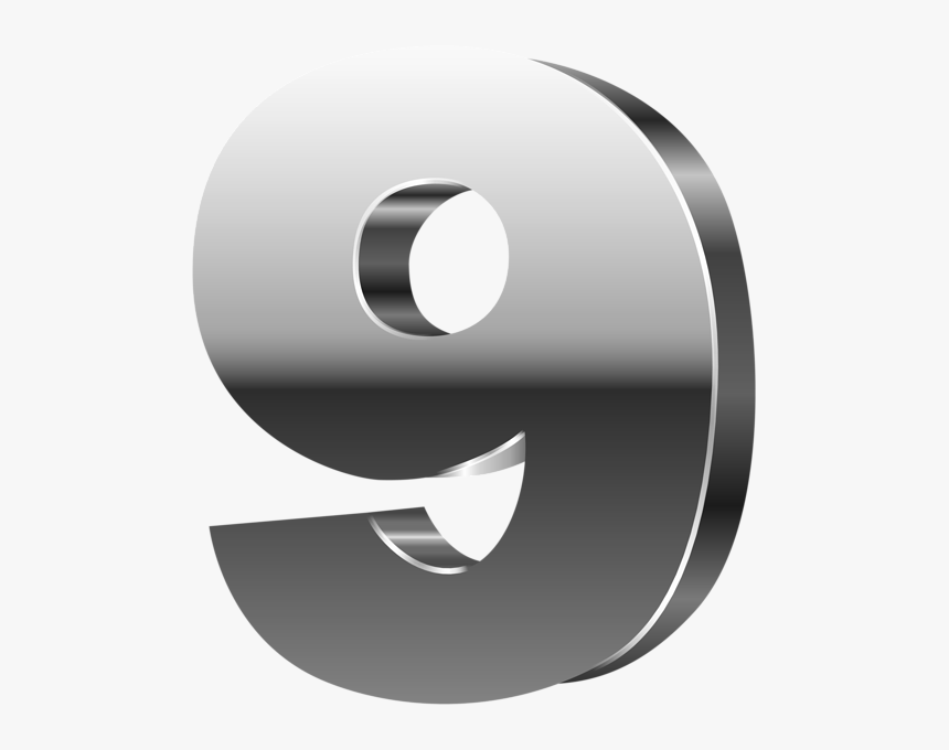 3d Numbers Png - Number 9 Silver Png, Transparent Png