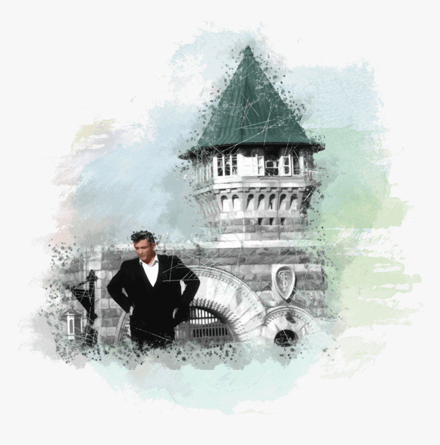 The Man In Black At Folsom Prison - Johnny Cash In Front Of Folsom Prison, HD Png Download