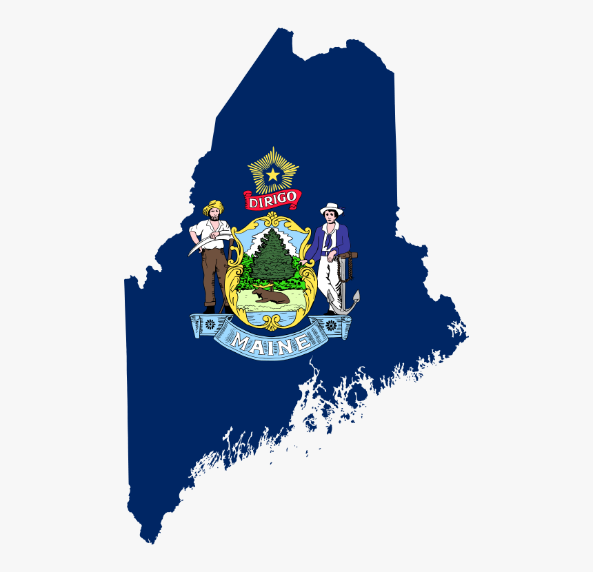 Picture - Maine State Flag Map, HD Png Download