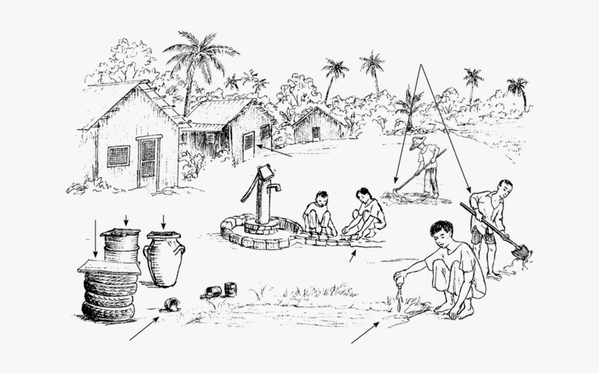 Collection Of Life Black And White - Village Lineart, HD Png Download