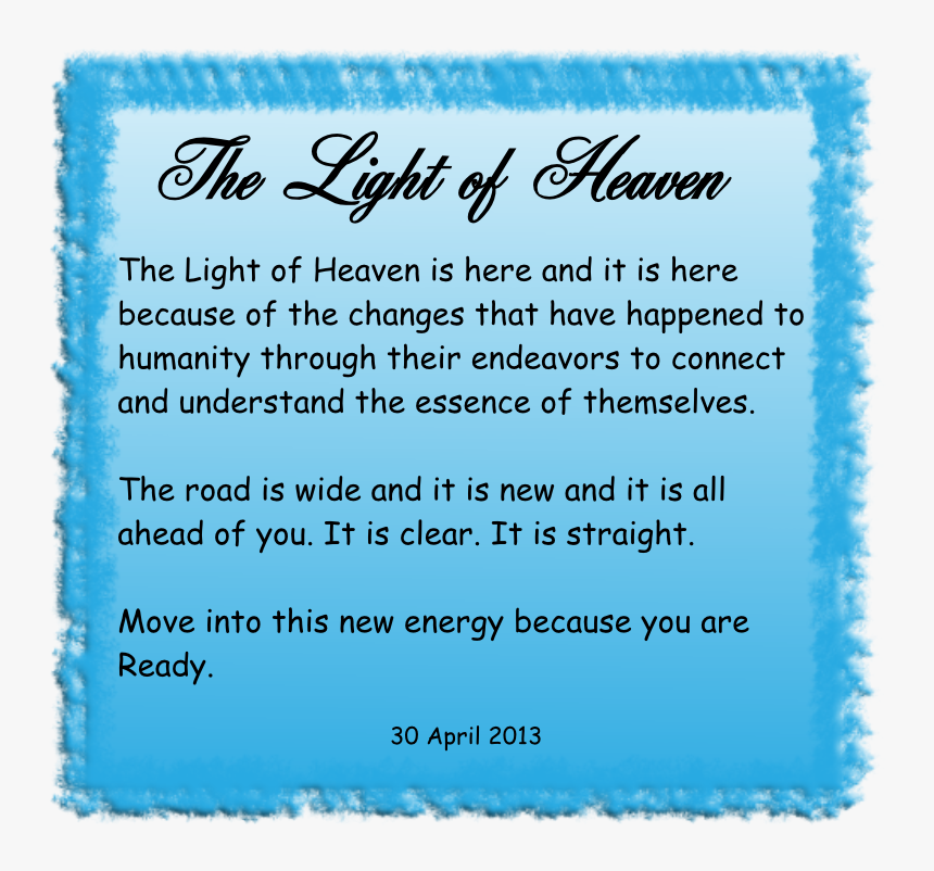 The Light Of Heaven - Meditation Message, HD Png Download