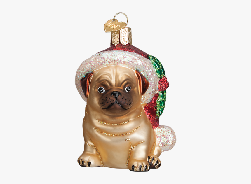 Holly Hat Pug Ornament - Pug Head Christmas Ornament, HD Png Download