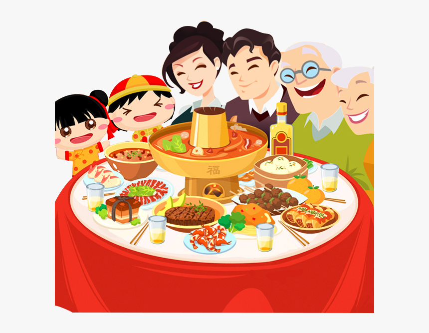 Wine Chinese New Year Reunion Dinner Family Food Family Chinese New Year Clipart Hd Png Download Transparent Png Image Pngitem