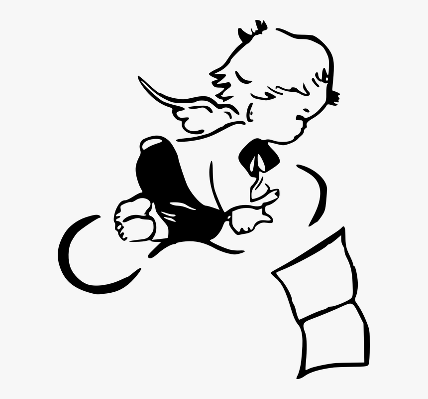 Angel Baby Boy Silhouette Little Crawling Infant - Angel Cartoon, HD Png Download