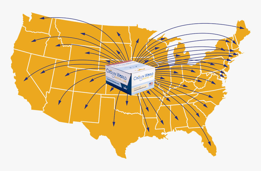 Crown World Dental Lab Delivery Box And Us Map Map Of California