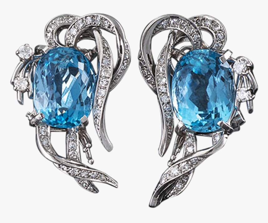 Aquamarine And Diamond Earrings, 14 Carats - Earrings, HD Png Download
