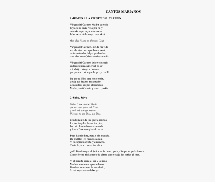 Cantos A La Virgen Del Carmen, HD Png Download