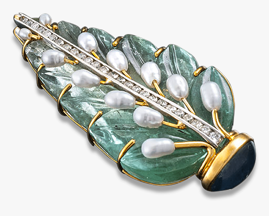 Seaman Schepps Aquamarine Leaf Brooch - Jade, HD Png Download