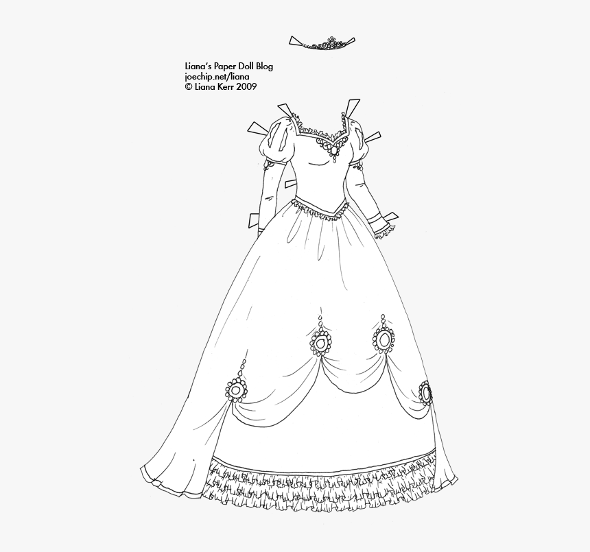 Princess Dress Black And White For Coloring, HD Png Download