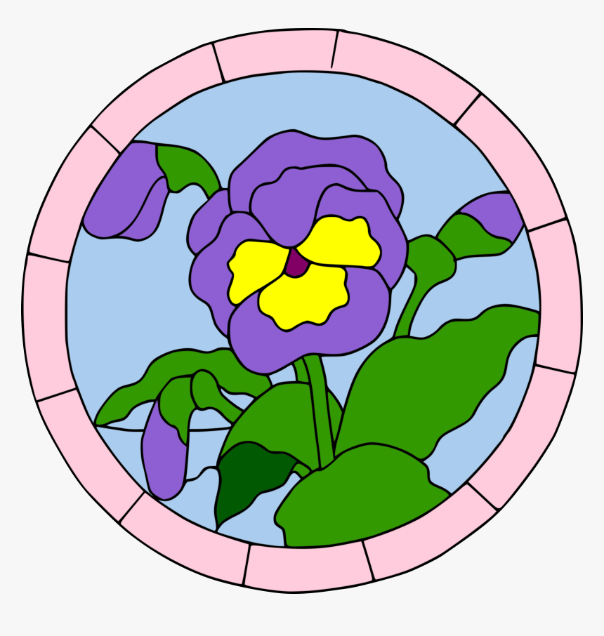 Colored Pansy Stained Glass Clip Arts - Clip Art, HD Png Download
