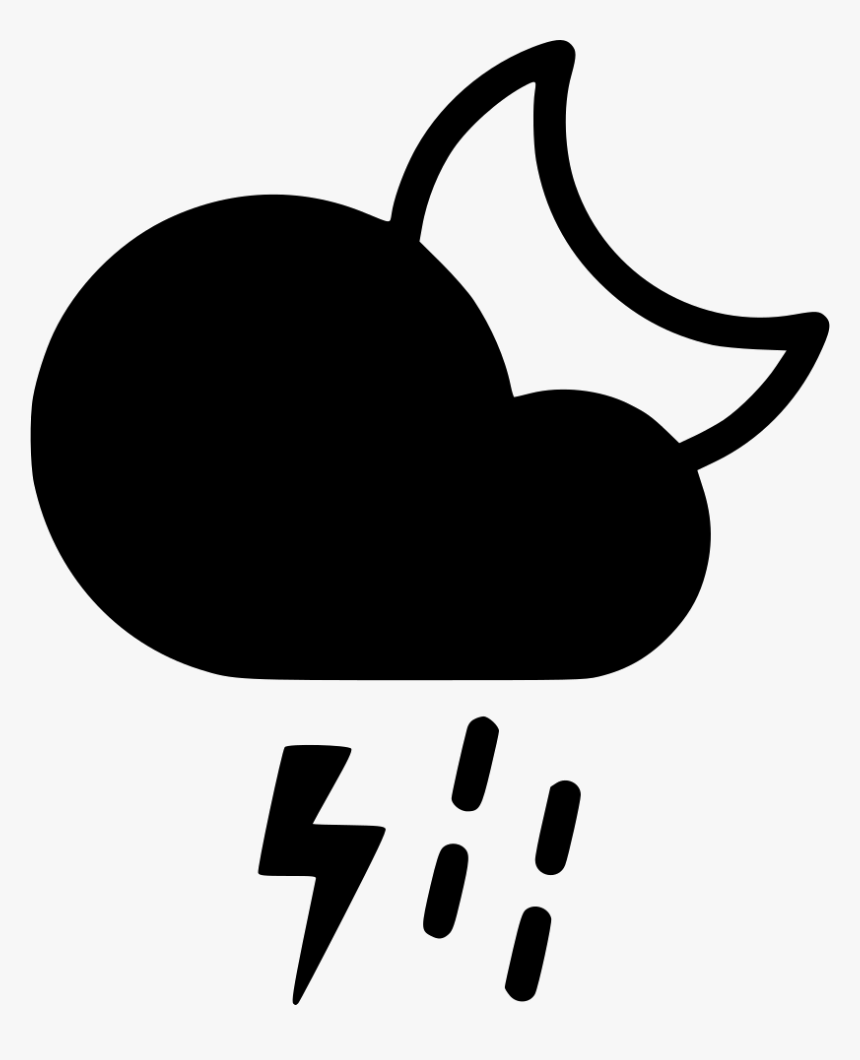 Night Thunderstorm Cloud Rain Clipart , Png Download - Cloudy Moon Icon, Transparent Png