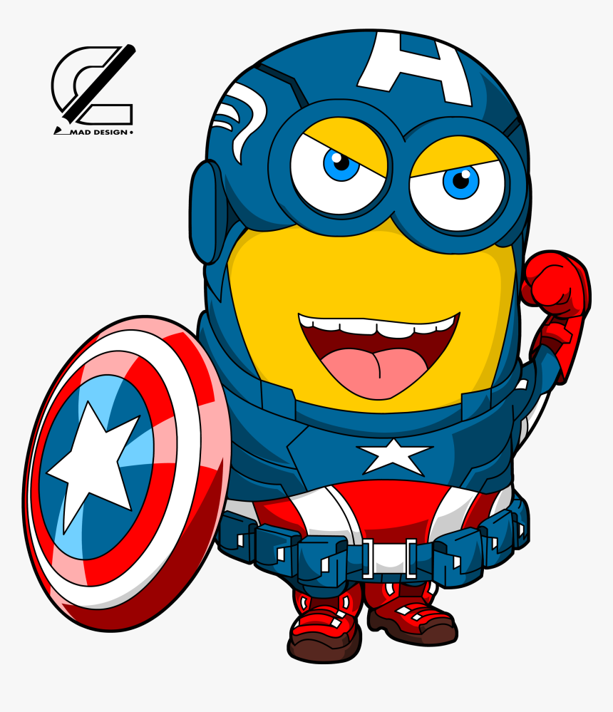 Transparent Captain America Cartoon Png - Minion Captain America, Png Download