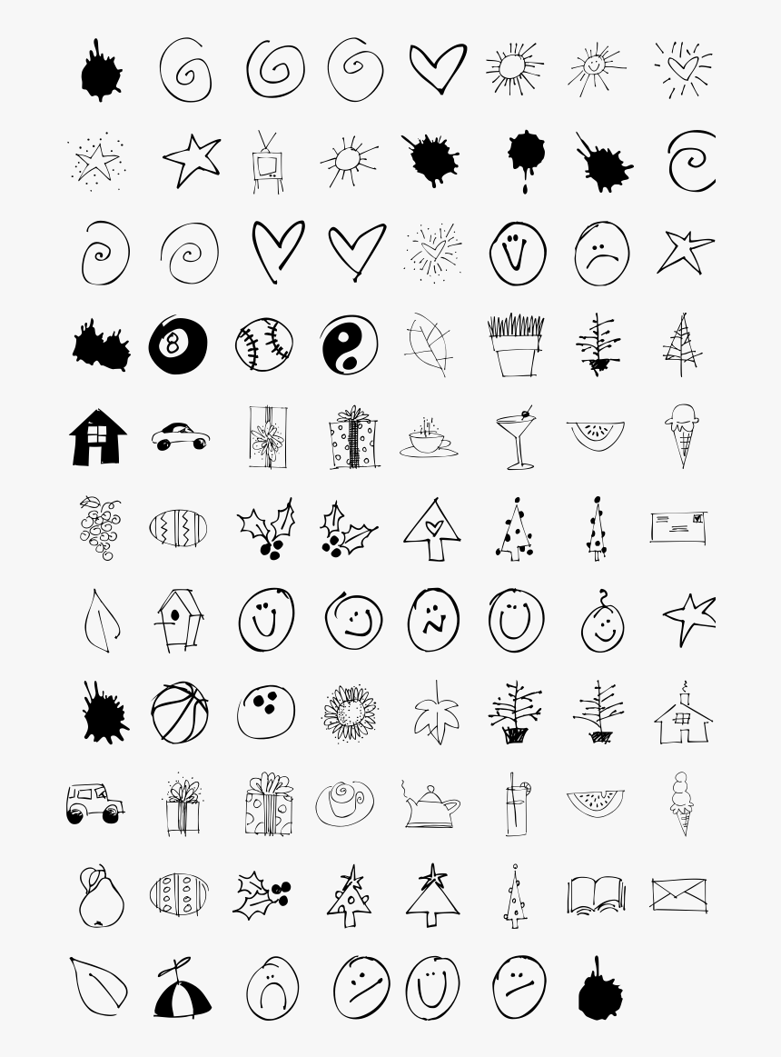 Dingbat Specimen Art Sketches - Chalk Doodle Dingbat Font, HD Png Download