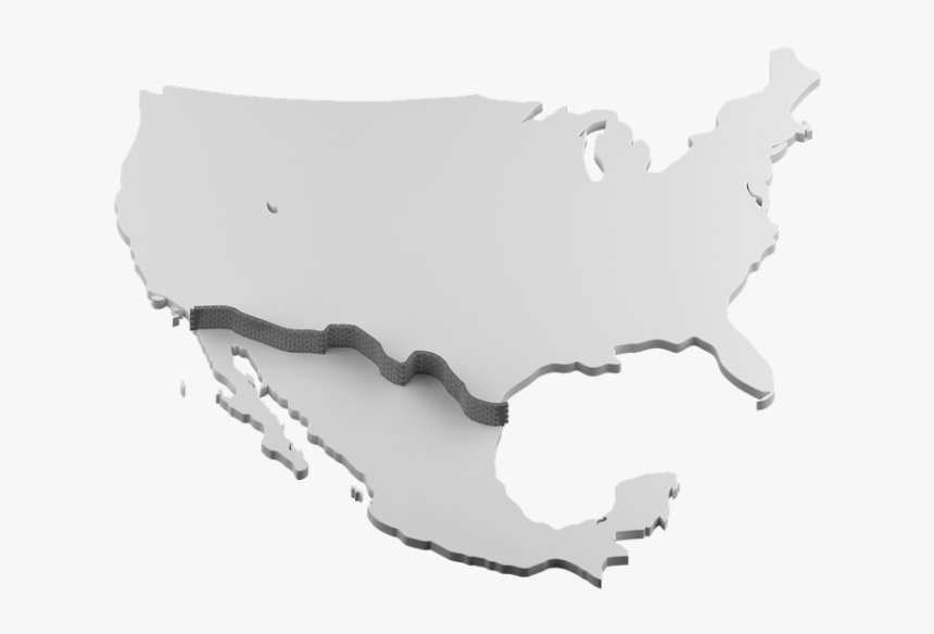 Us And Mexico Grey Map, HD Png Download