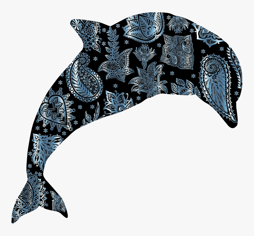 Turquoise Floral Pattern Dolphin - Portable Network Graphics, HD Png Download