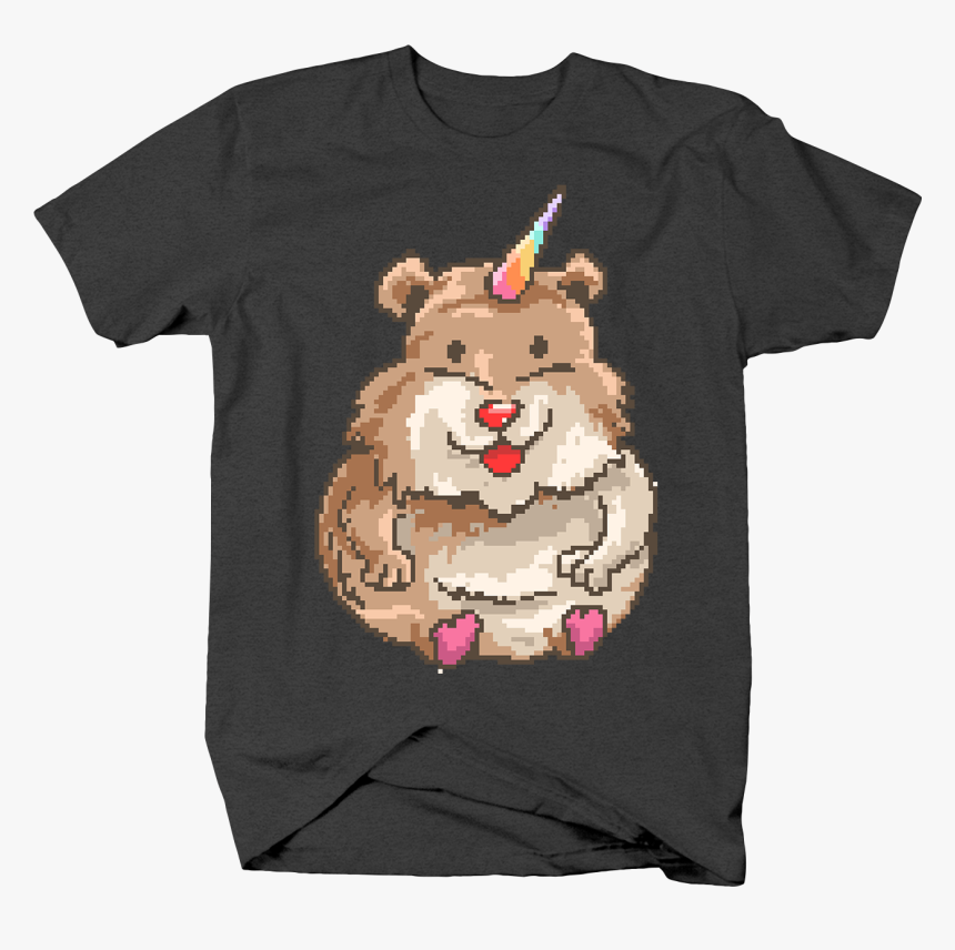Unicorn Hamster Cute Pixel Art Kawaii Retro Animal - T-shirt, HD Png Download