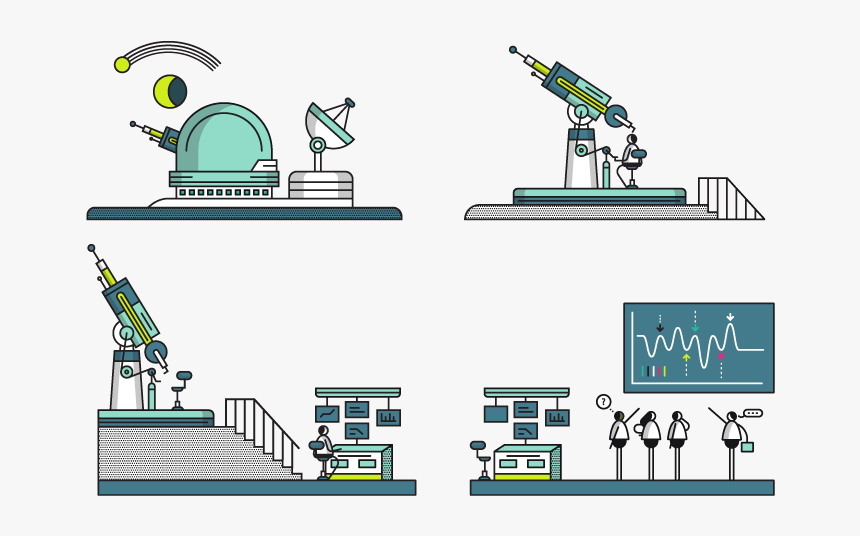 Observatory Telescope Vector Branding Retro Design - Cartoon, HD Png Download
