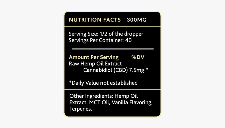 Kushly Vanilla 300mg Cbd Oil Supplement Facts - Tan, HD Png Download