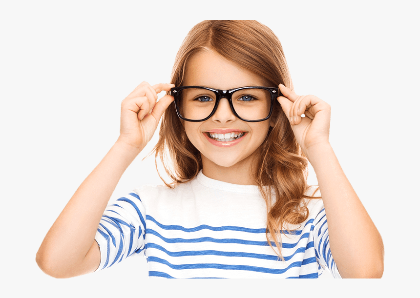Young Girl With Large Black-framed Glasses - Eyeglasses Black Kid, HD Png Download