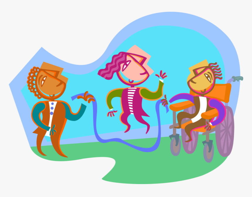 Vector Illustration Of Kids Playing Jump Skipping Rope, HD Png Download