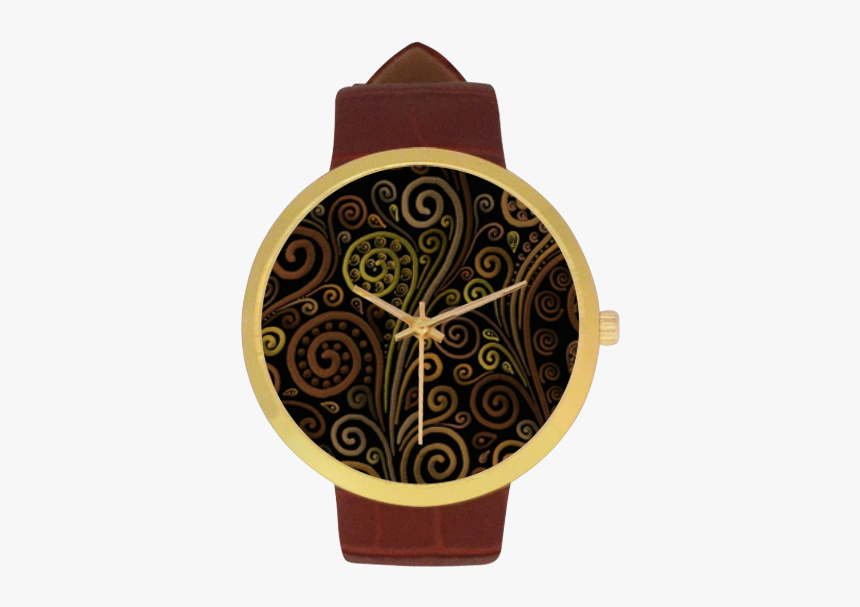 Psychedelic Sand Clock Women S Golden Leather Strap - Watch, HD Png Download
