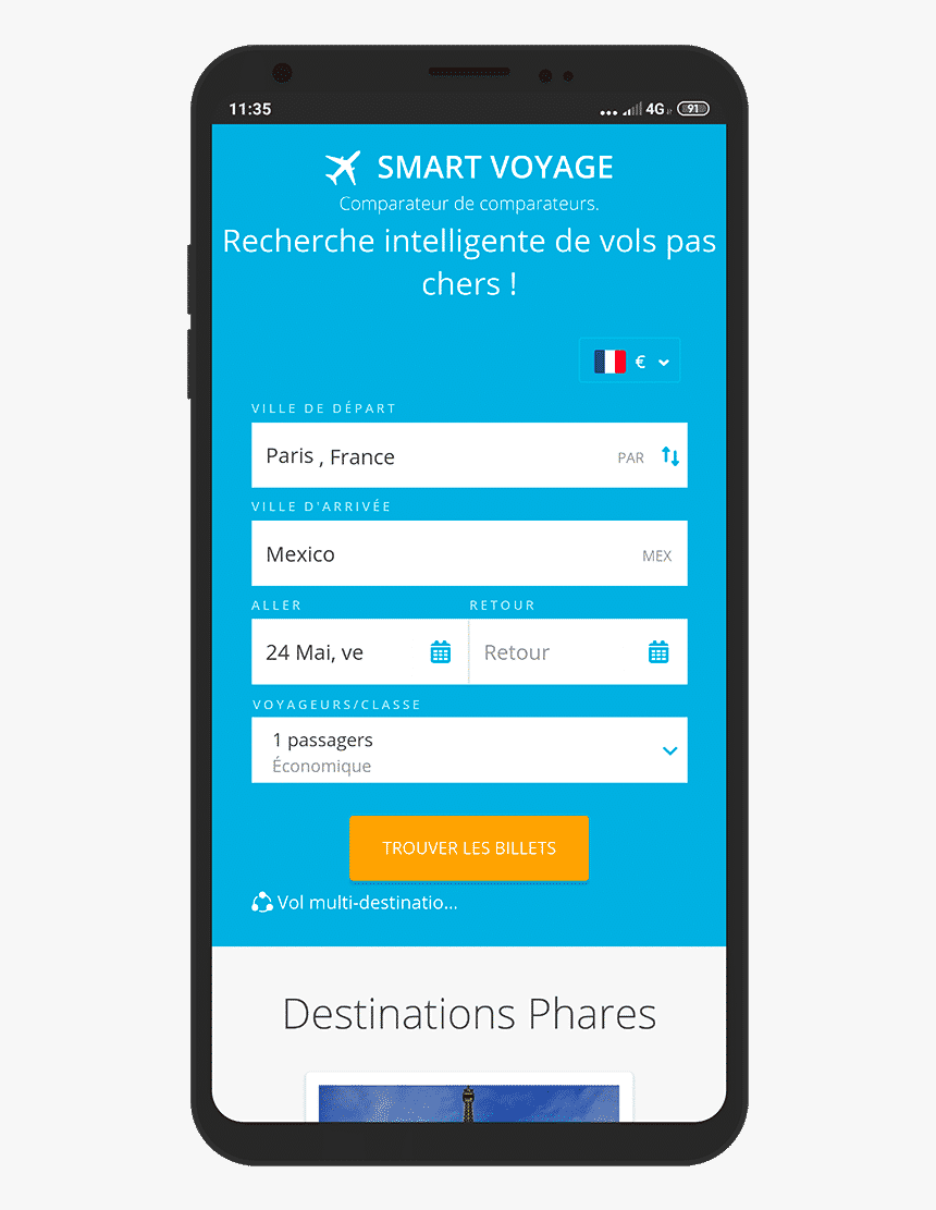 Comparateur De Vol Smartvoyage - Smartphone, HD Png Download