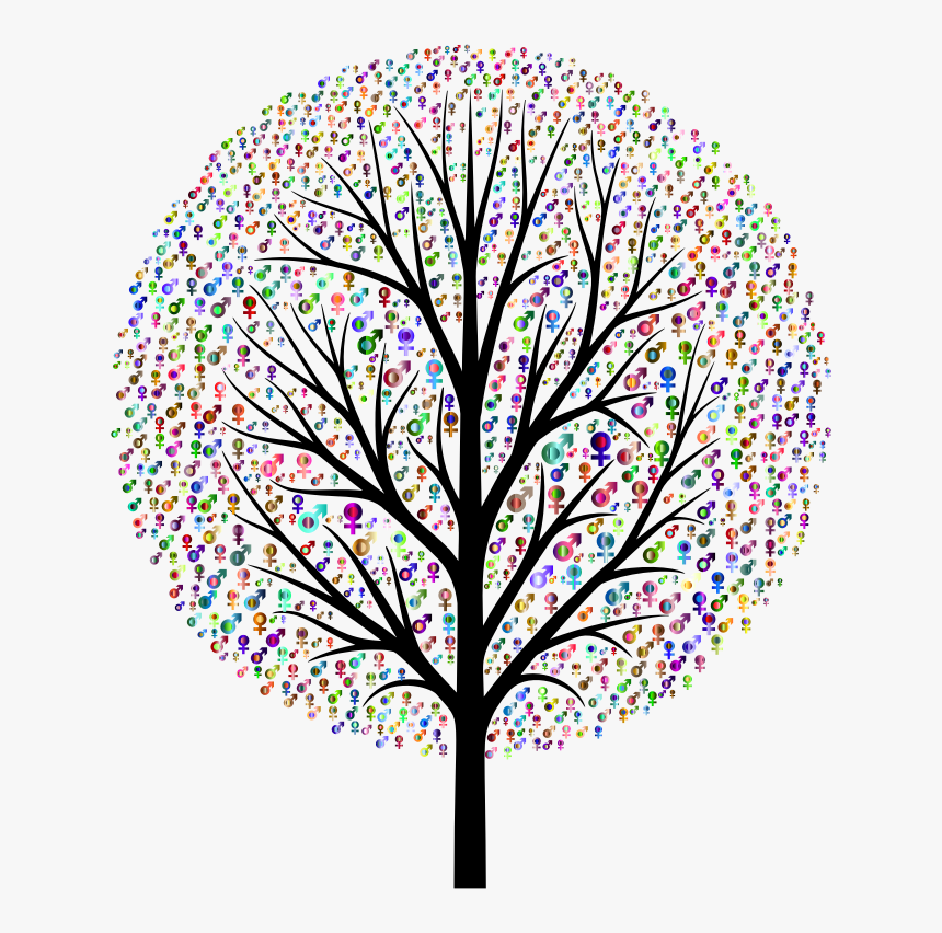 Chromatic Gender Symbols Tree - Handprint Tree Tree Happy Fathers Day, HD Png Download