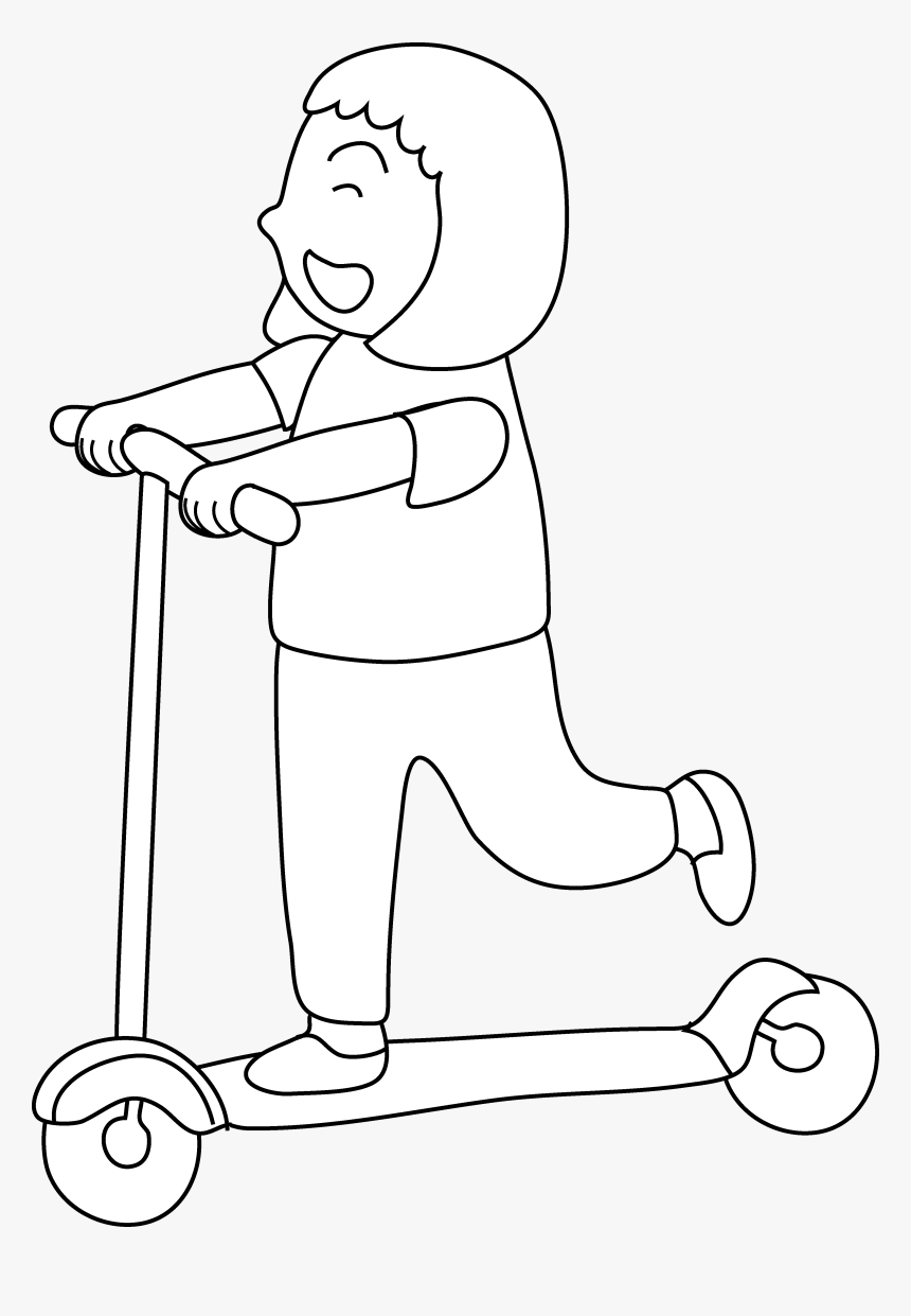Transparent Razor Scooter Png - Clipart Art Scooter Girl, Png Download