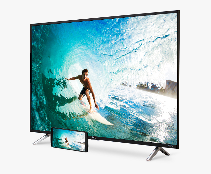 Tcl Display Angled To The Left Showing A Male Surfer - Edenwood Ed5503, HD Png Download
