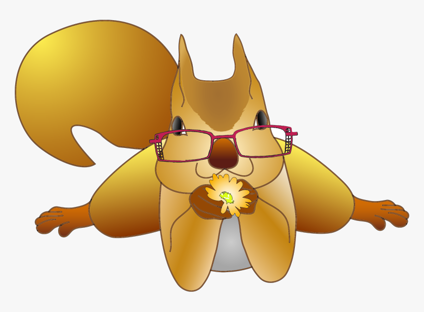 Near Sighted Squirrel Offering A Flower Optimized Clip - Squirrel With Glasses Clipart, HD Png Download