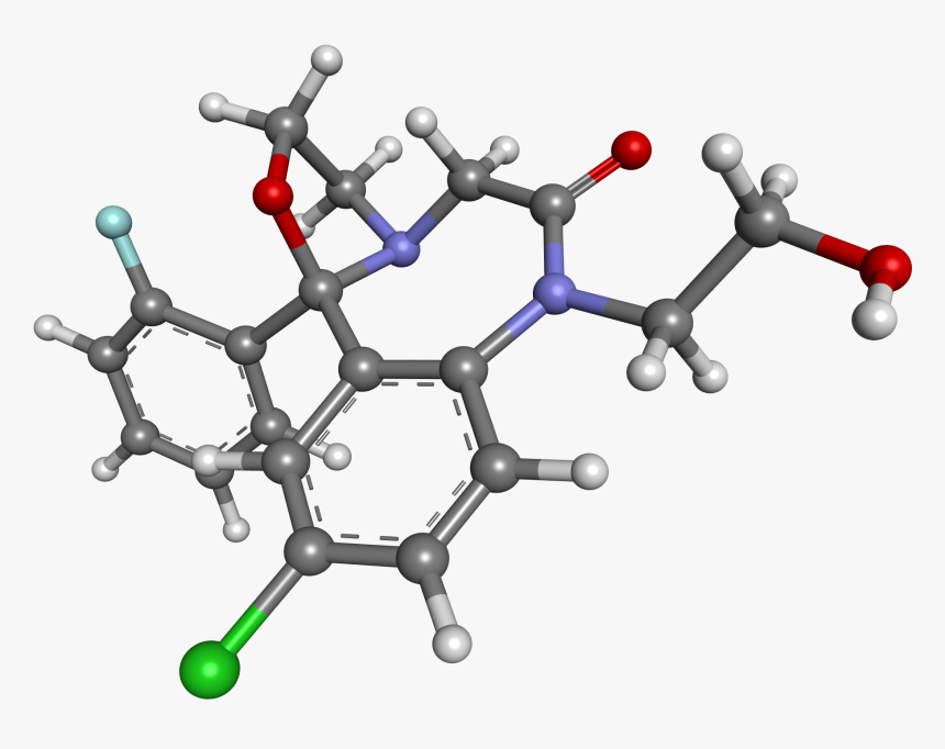 Flutazolam Ball And Stick, HD Png Download