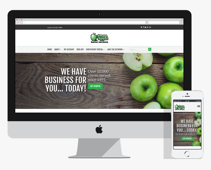 Green Apple Website Mockup, HD Png Download