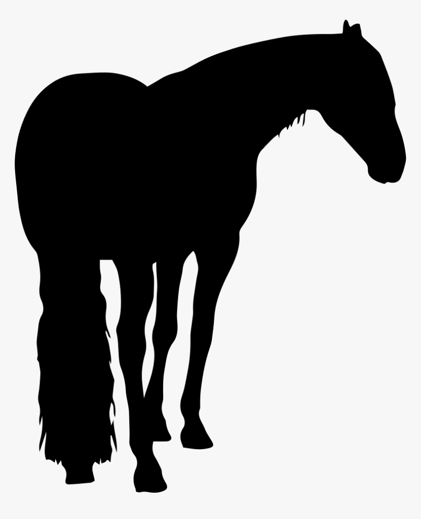 Horse Black Shape With Long Tail - Icon, HD Png Download