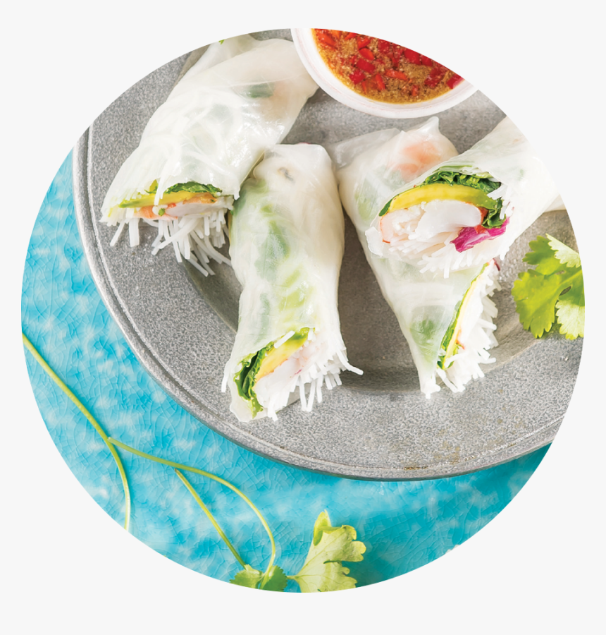 6 Cut Each Spring Roll In Half And Serve With Accompanying - Gỏi Cuốn, HD Png Download