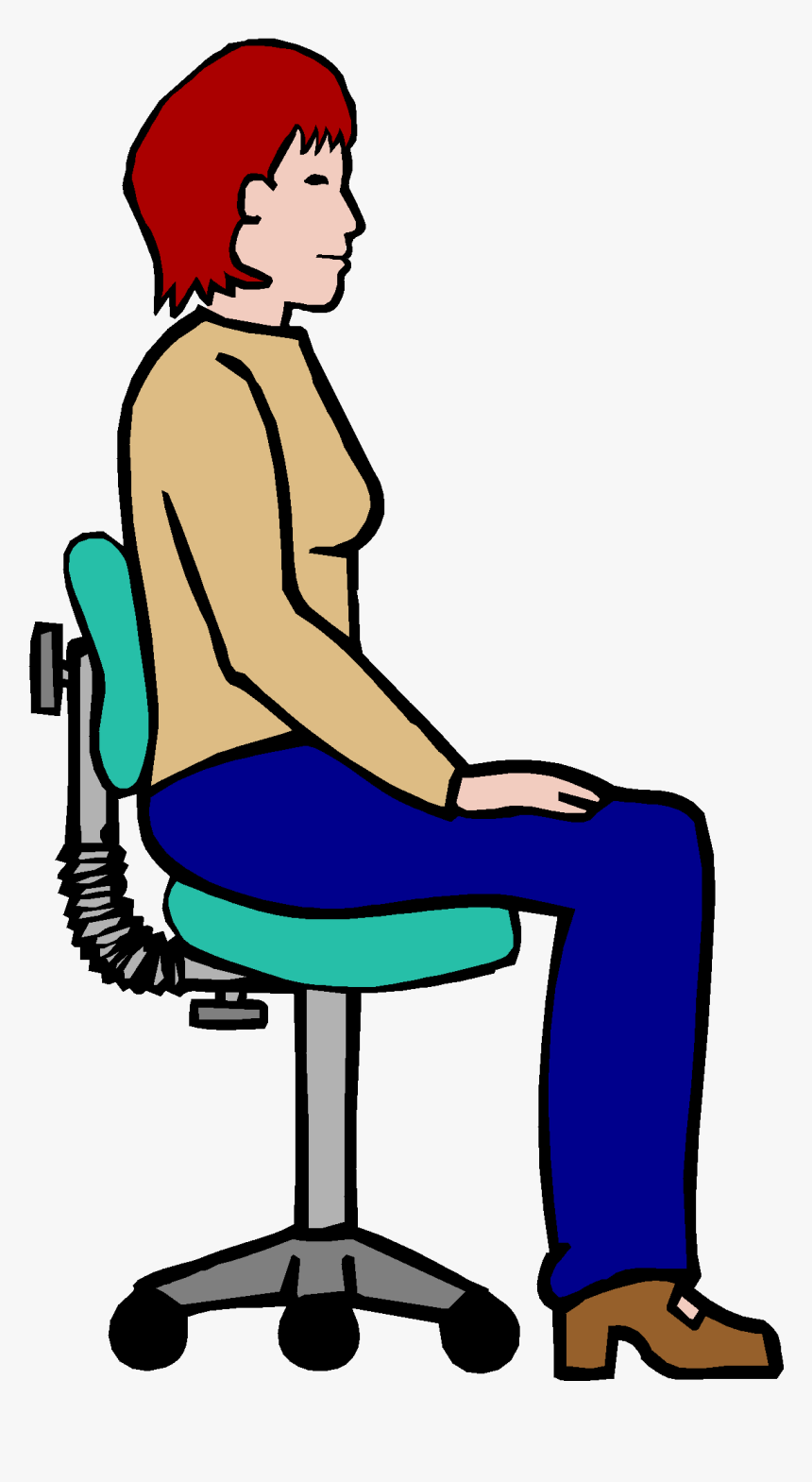 Sit Up Straight Clip Art - Cartoon Sitting Up Straight, HD Png Download